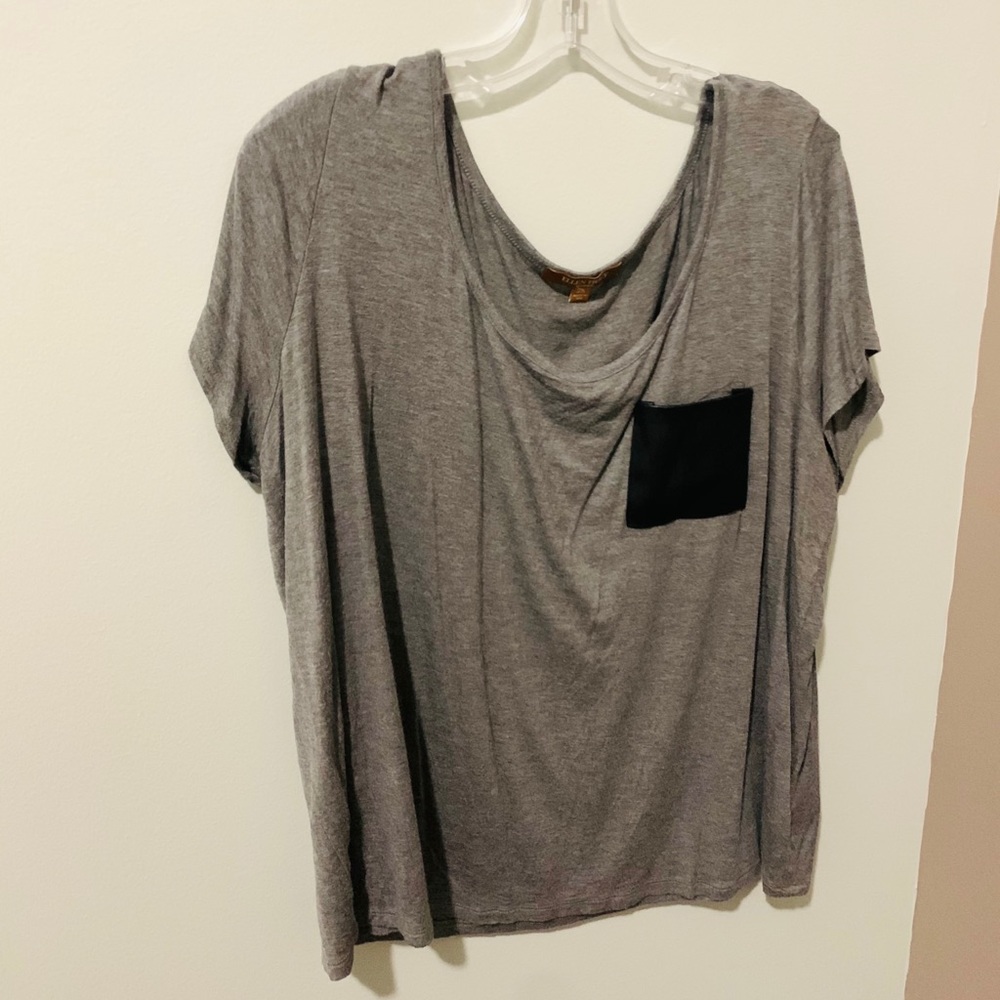 XXL Faux Leather Pocket Top